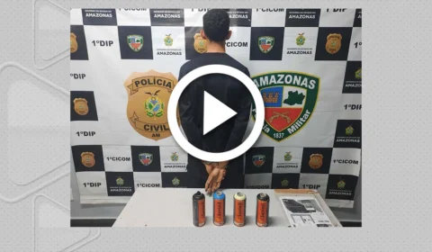 VÍDEO: jovem é flagrado pichando prédio na Zona Centro-Sul de Manaus