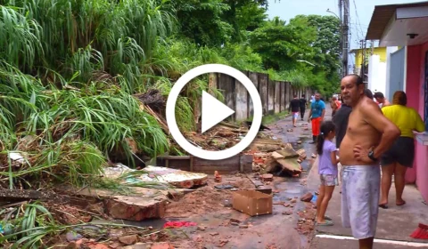 VÍDEO: chuva causa estragos no Bairro do Aleixo, em Manaus