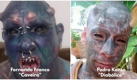 Tatuagens: conheça histórias de brasileiros que mudaram visual radicalmente; Fernando Franco, o ‘Caveira’ e Pedro Kenzo, o ‘Diabólico’
