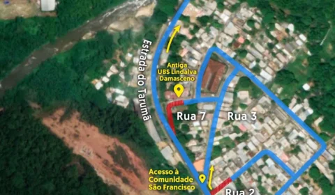 Seinfra interdita via na Comunidade São Francisco, na estrada do Tarumã, em Manaus