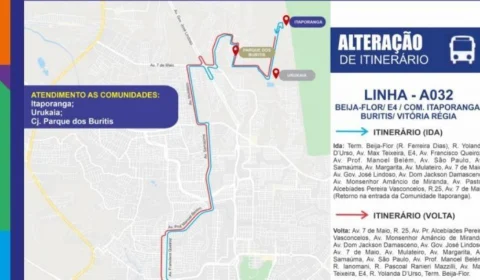 Itinerário da linha de ônibus A032 será alterado a partir desta terça em Manaus