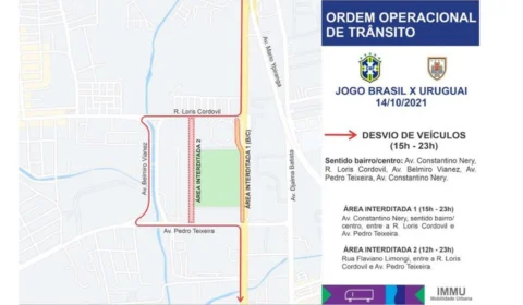 Brasil X Uruguai: rua ao lado da Arena da Amazônia será interditada a partir das 6h desta quinta; veja como fica