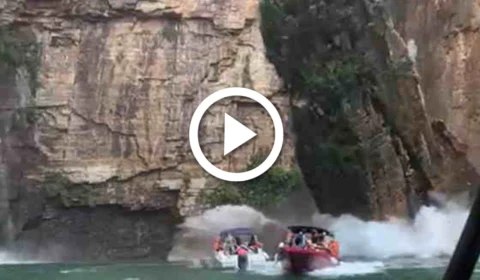 VÍDEO: ‘Vai cair’, diz turista sobre rachadura de rocha momentos antes da queda