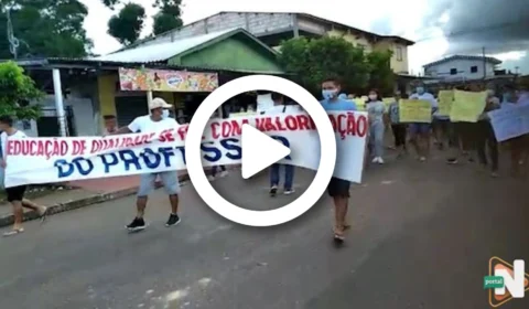VÍDEO: em manifestação, professores da educação cobram repasse do Fundeb da prefeitura de Borba-AM