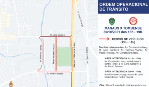 IMMU realiza desvios no trânsito e transportes para o jogo Manaus x Tombense