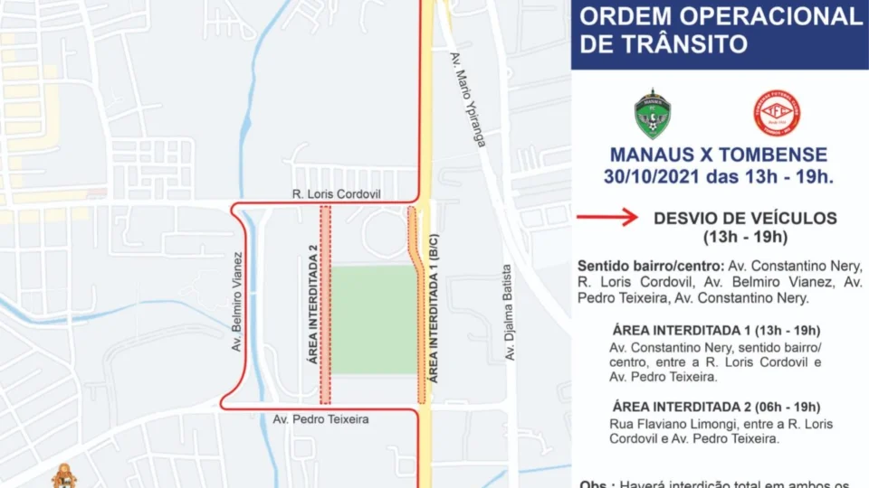 IMMU realiza desvios no trânsito e transportes para o jogo Manaus x Tombense