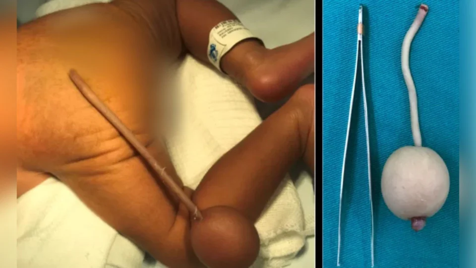 Em Fortaleza-CE, bebê nasce com ‘cauda’ de 12 centímetros e bola na extremidade