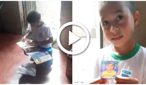 VÍDEO: menino que viralizou ao desenhar o próprio álbum da Copa do Mundo ganha livro oficial, em Goiânia