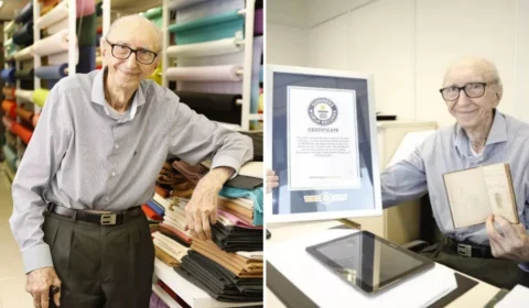 Vendedor de tecidos em SC de 100 anos é o funcionário mais antigo do mundo