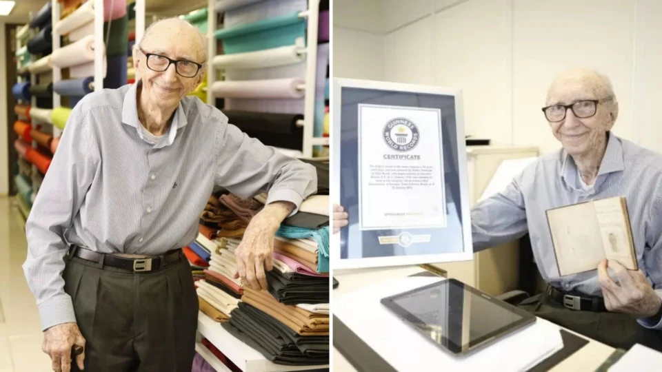 Vendedor de tecidos em SC de 100 anos é o funcionário mais antigo do mundo
