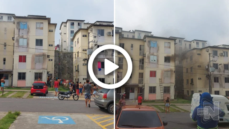 VÍDEO: incêndio destrói quarto de apartamento no Residencial Manauara 1, em Manaus