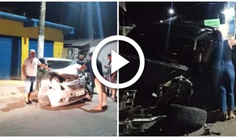 VÍDEO: carro desgovernado invade contramão e bate em outro veículo em Parintins, no interior do AM