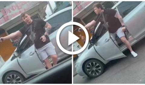 VÍDEO: briga de trânsito mostra policial apontando arma para taxista em Manaus