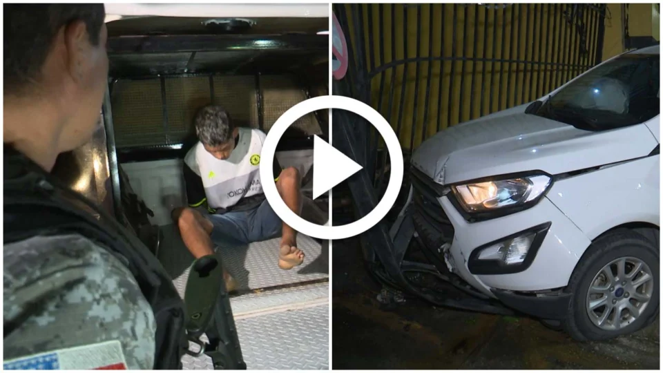 VÍDEO: suspeitos roubam carro e colidem com autoescola na Zona Sul de Manaus