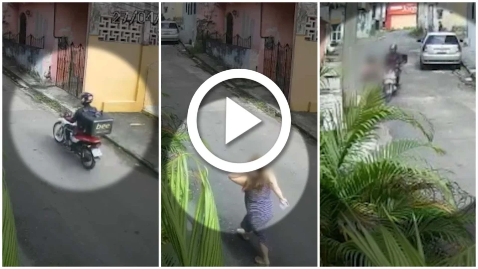 VÍDEO: mulher é assaltada por suspeito que estava disfarçado de entregador na Zona Oeste de Manaus