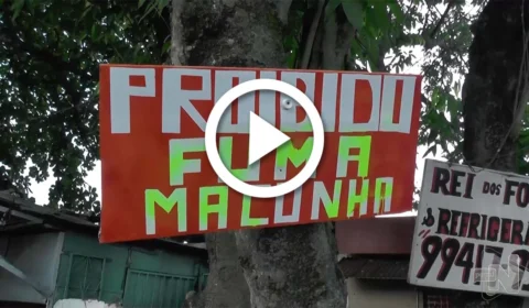 VÍDEO: moradores instalam placa ‘Proibido fumar maconha’ em área da Zona Oeste de Manaus