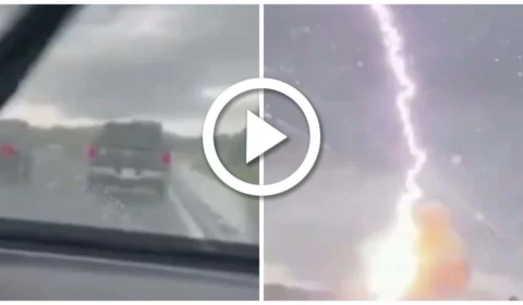 VÍDEO: caminhonete explode após raio atingir veículo durante temporal nos EUA