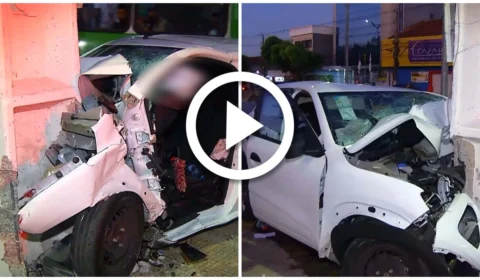 VÍDEO: mulher fica presa às ferragens de carro após grave acidente na Zona Centro-Sul de Manaus