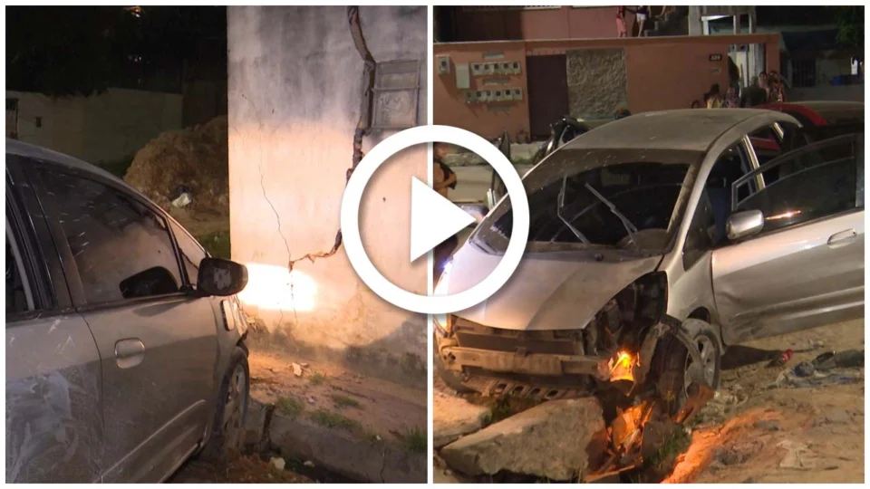 VÍDEO: assaltantes armados batem carro em fuga no Bairro Novo Reino, Zona Leste de Manaus