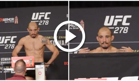VÍDEO: Amazonense José Aldo tira roupa durante pesagem para confirmar presença no UFC 278 neste sábado (20)