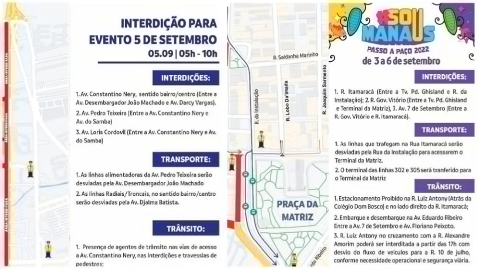 Confira alterações de trânsito e transporte durante eventos em Manaus