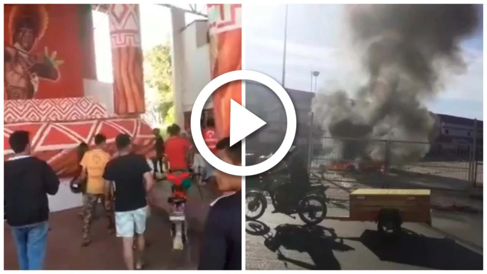 VÍDEO: empurradores de alegorias fazem protesto no curral do Garantido em Parintins-AM