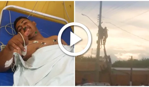 VÍDEO: homem recebe descarga elétrica enquanto trabalhava em Parintins, no interior do Amazonas