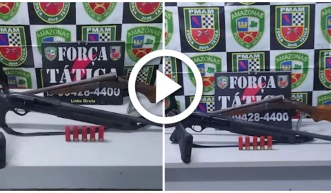 VÍDEO: Suspeito é preso com espingardas na orla do Rio Negro, em Manaus