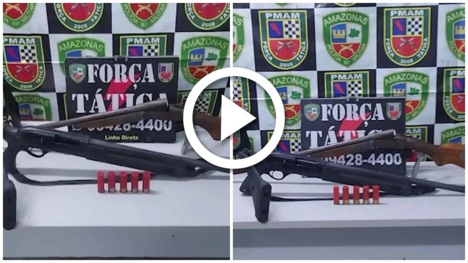 VÍDEO: Suspeito é preso com espingardas na orla do Rio Negro, em Manaus