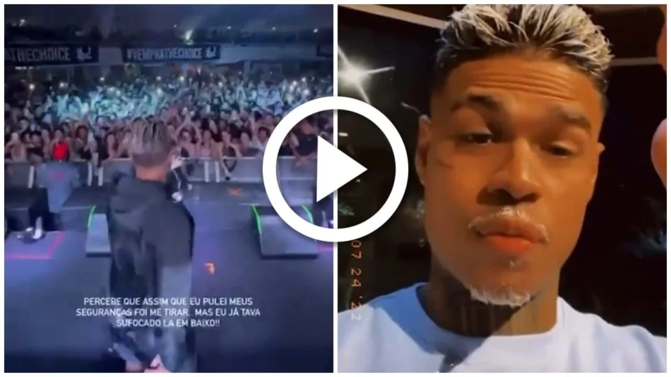 VÍDEO: MC Cabelinho passa mal e desmaia ao pular sobre público em show no RJ