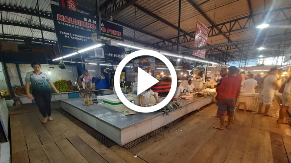 VÍDEO: cheia do rio Negro afeta feira da Manaus Moderna no Centro de Manaus