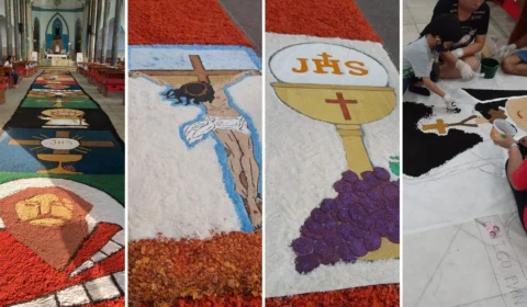 Tapetes de Corpus Christi enfeitam igrejas católicas em Manaus; veja fotos