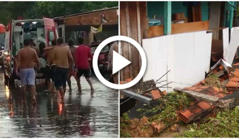 VÍDEO: jovem fica ferida em desabamento de muro na Zona Centro-Sul de Manaus