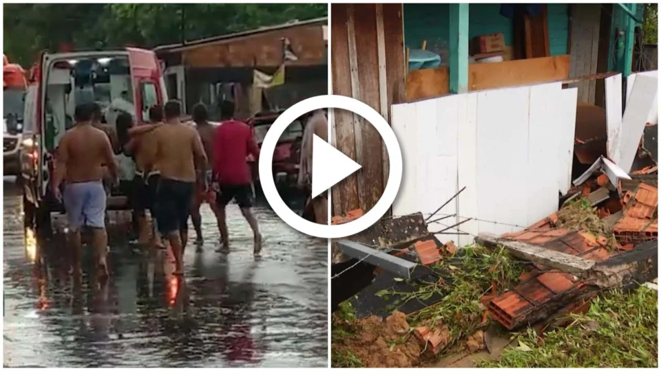 VÍDEO: jovem fica ferida em desabamento de muro na Zona Centro-Sul de Manaus