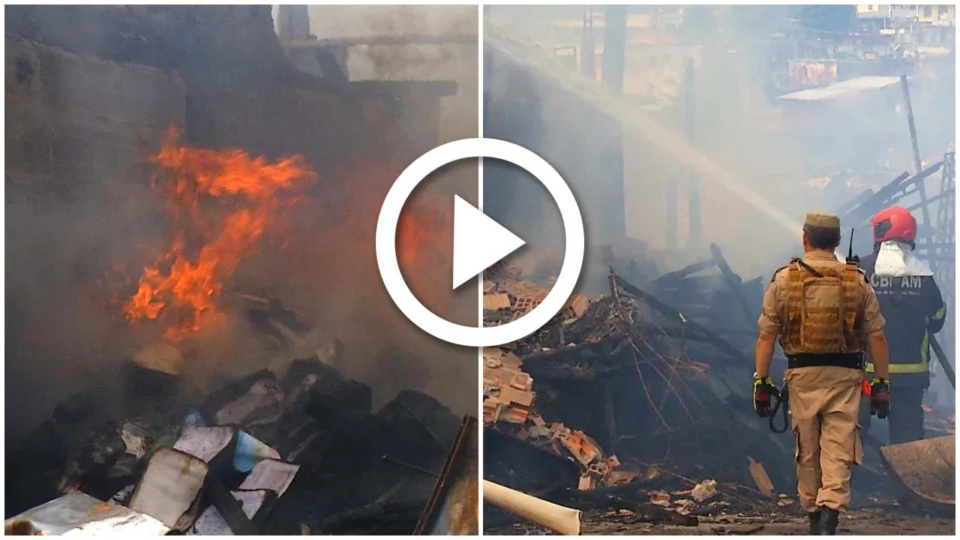 VÍDEO: incêndio destrói duas casas na Zona Sul de Manaus
