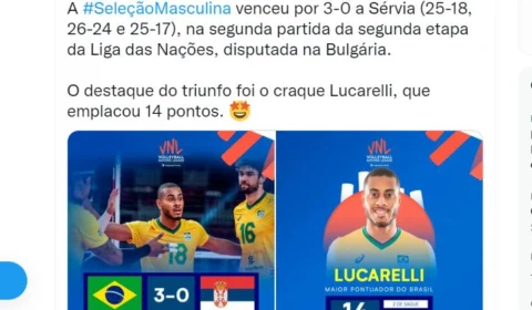 Seleção brasileira masculina de vôlei vence Sérvia e segue firme em busca da classificação na Liga das Nações