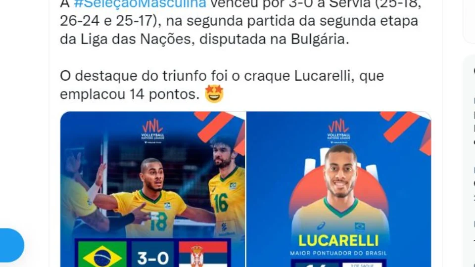 Seleção brasileira masculina de vôlei vence Sérvia e segue firme em busca da classificação na Liga das Nações
