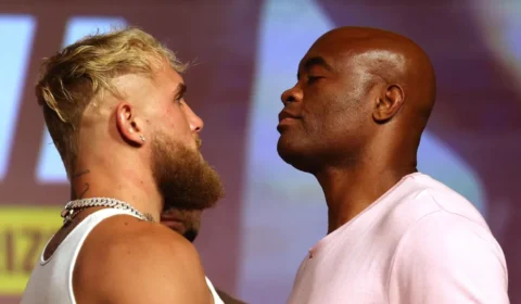 Anderson Silva e Jake Paul se encontram pela primeira vez antes da luta no dia 29 de outubro nos EUA