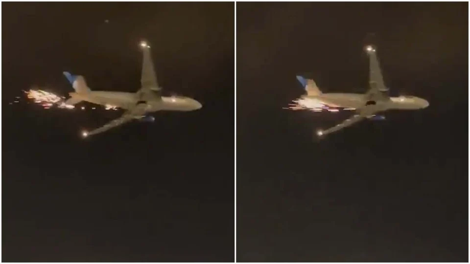 Vídeo: avião solta faíscas após decolar em Nova York, nos EUA