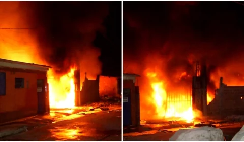 VÍDEO: galpão pega fogo no bairro Monte das Oliveiras, Zona Norte de Manaus