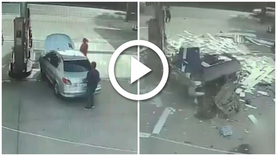 VÍDEO: idoso fica gravemente ferido após carro explodir em posto de combustíveis no Rio de Janeiro