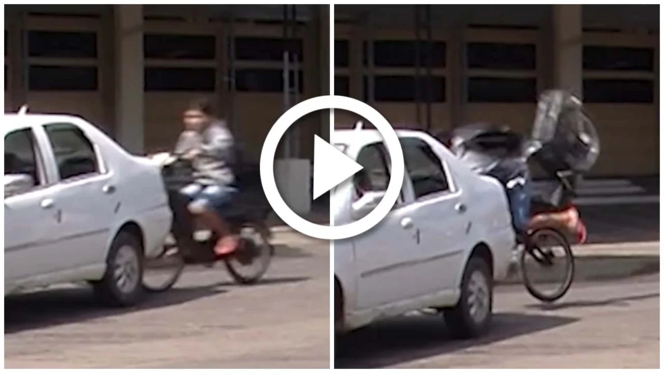 VÍDEO: ciclista fica ferido em acidente de trânsito em Parintins, no interior do Amazonas