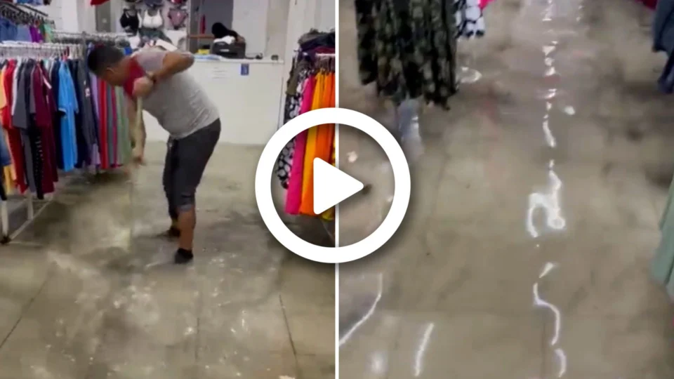 VÍDEO: temporal alaga lojas no Centro de Manaus