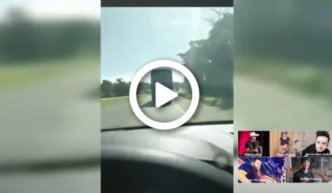 VÍDEO: homem registra alta velocidade do ônibus da dupla Conrado e Aleksandro:  ‘ele passou a mais de 140 km/h’