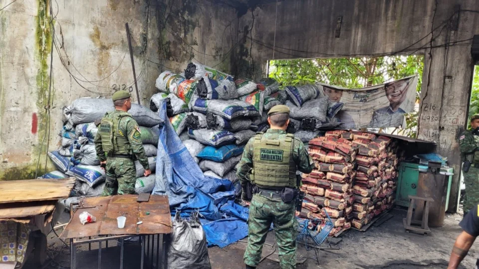 PMAM apreende carvão vegetal irregular em depósito clandestino, em Manaus