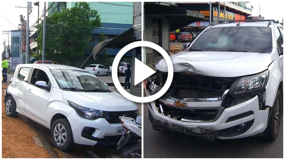 VÍDEO: idosa fica ferida após colisão entre dois carros na Zona Sul de Manaus