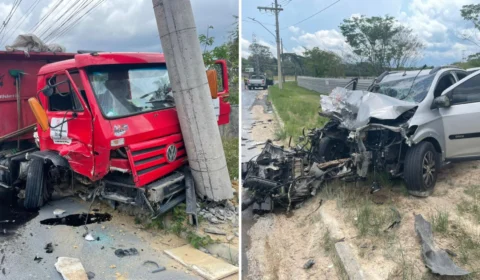 Acidente grave deixa caçamba e carro destruídos na AM-010