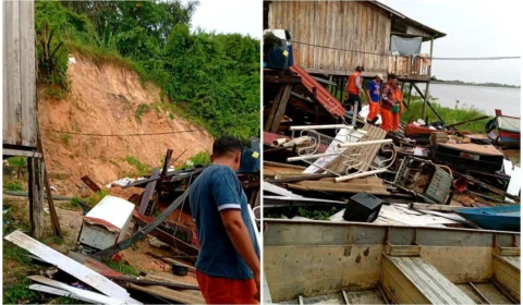 Após forte chuva, casa é soterrada em Manaus