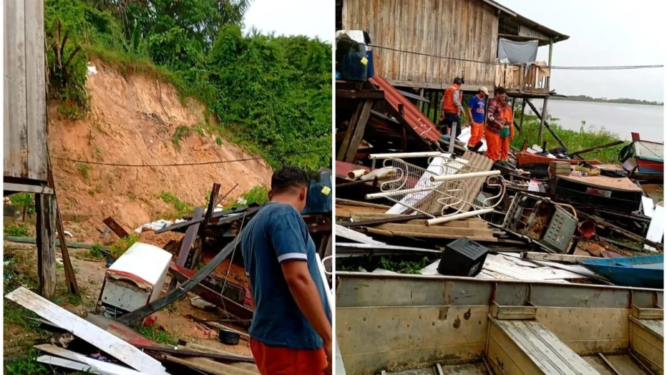 Após forte chuva, casa é soterrada em Manaus
