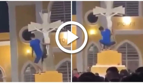 VÍDEO: jovem causa polêmica ao fazer ‘sarrada’ em imagem de Jesus Cristo, no RN